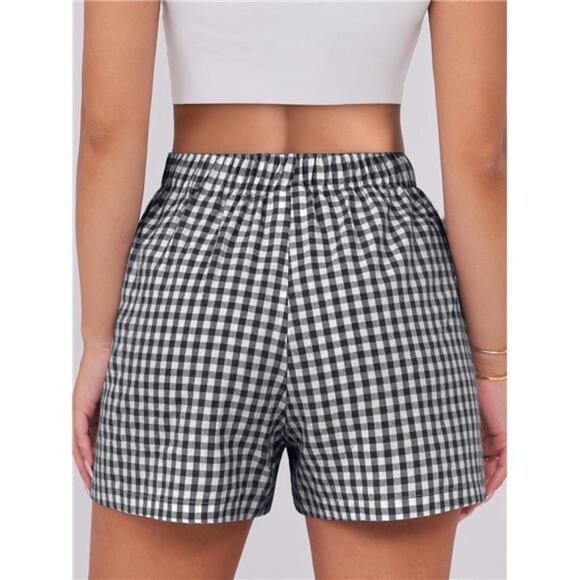 Women's Gingham Boxer Shorts – Soft Lounge & Sleep Shorts for Summer - Picture 4 of 7